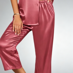 Women's Satin Pajama, Two-Piece Silk Lounge Set
