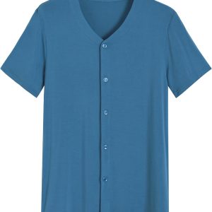 Men's Viscose Fiber Pajama Shirt, Button-Up Pajama Shirt