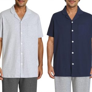 Cotton Knit Pajama Shirt, Button-Up Pajama Top