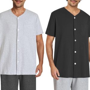 Men's Cotton Button-Up Pajama Shirt